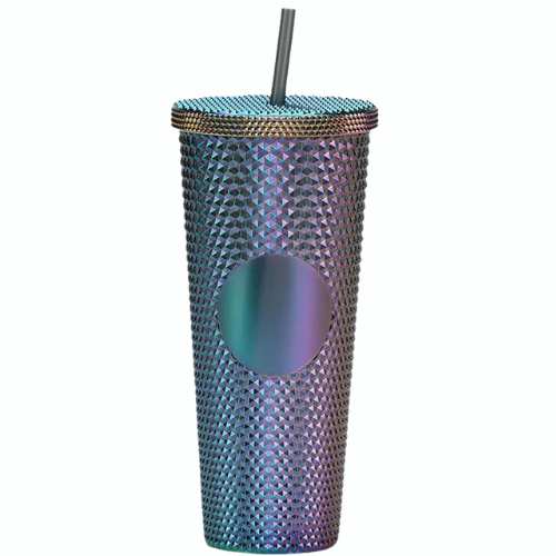 24oz Studded Double - Wall Insulated Acrylic Tumbler Cup with Straw - Dotty's Farmhouse