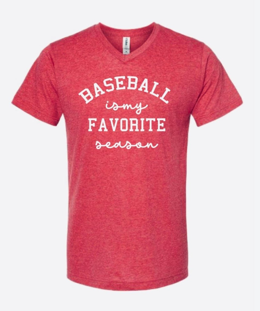 Baseball Is My Favorite Season Short Sleeve T - Shirt - Red - Dotty's Farmhouse