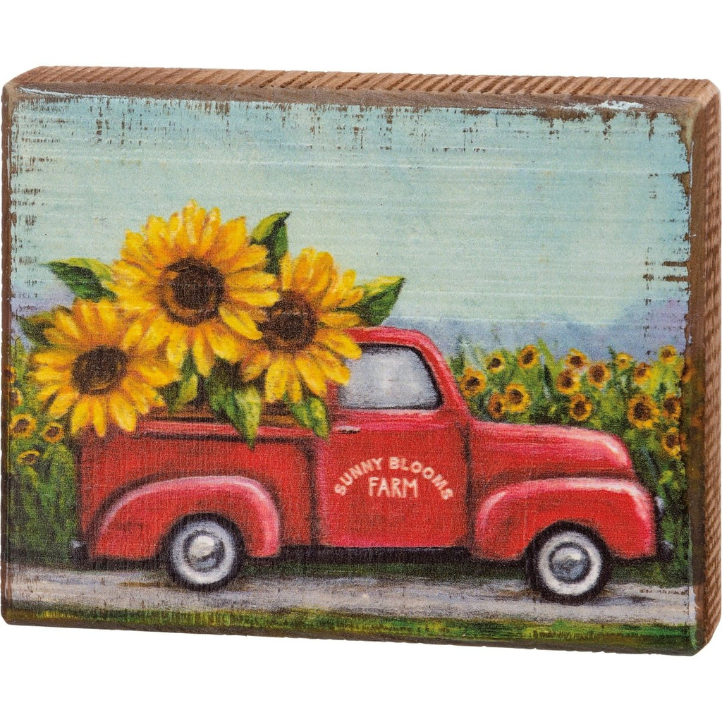 Block Sign - Sunflowers Sunny Blooms Farm - Primitives by Kathy - Dotty's Farmhouse