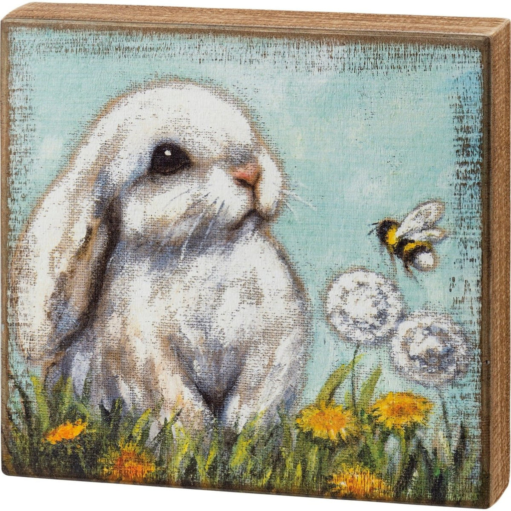 Box Sign - White Bunny - Primitives by Kathy - Dotty's Farmhouse