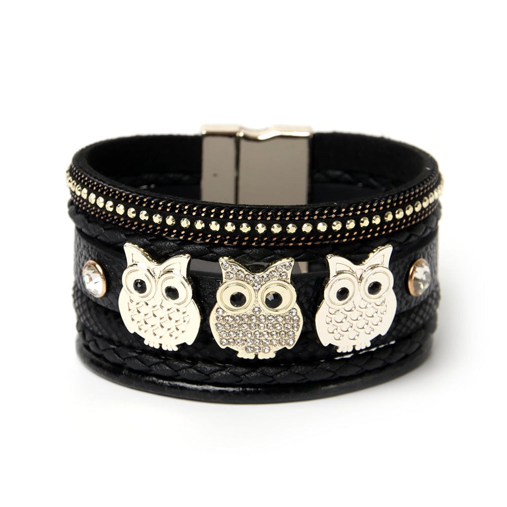 Bracelet - Owl Magnetic Multilayer Bracelet - Black or Beige - Dotty's Farmhouse