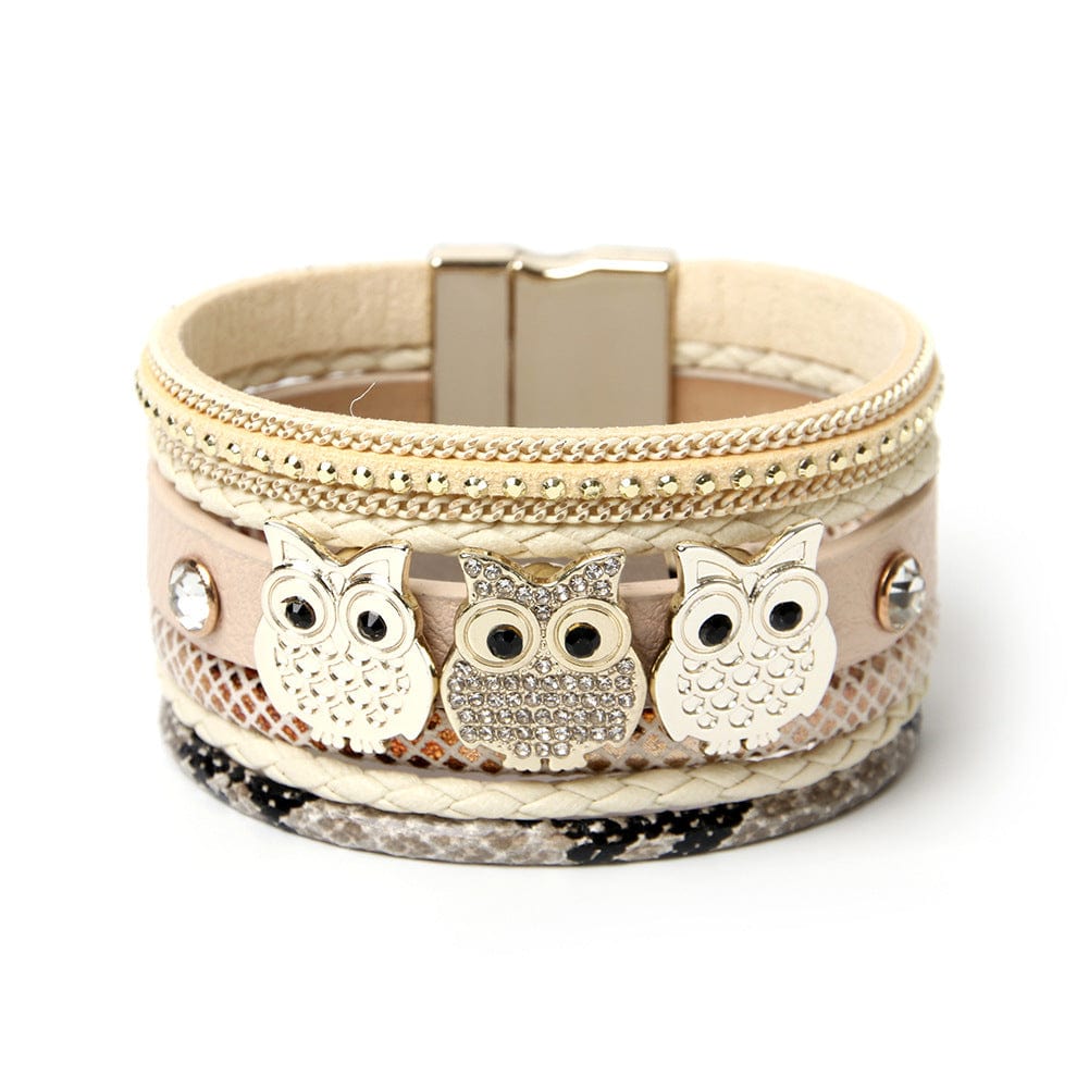 Bracelet - Owl Magnetic Multilayer Bracelet - Black or Beige - Dotty's Farmhouse