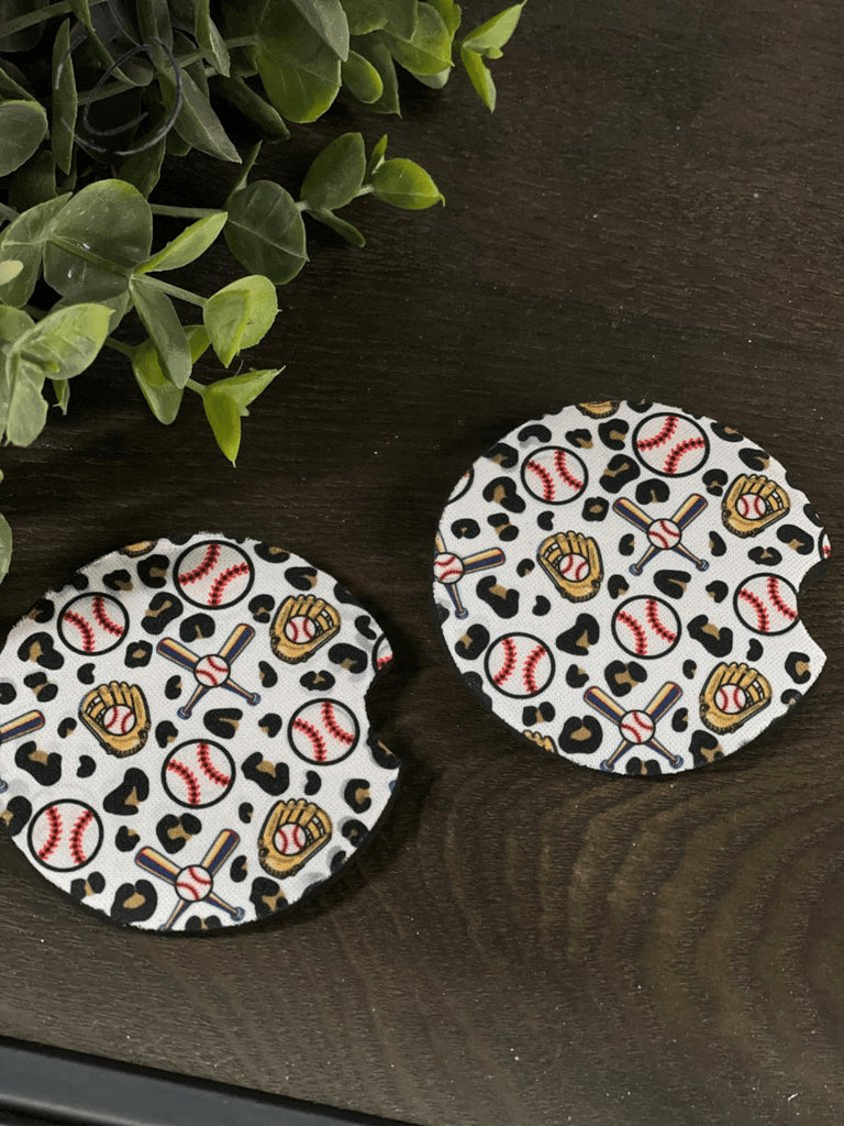 Car Coasters - Leopard Baseball - Neoprene - Dotty's Farmhouse