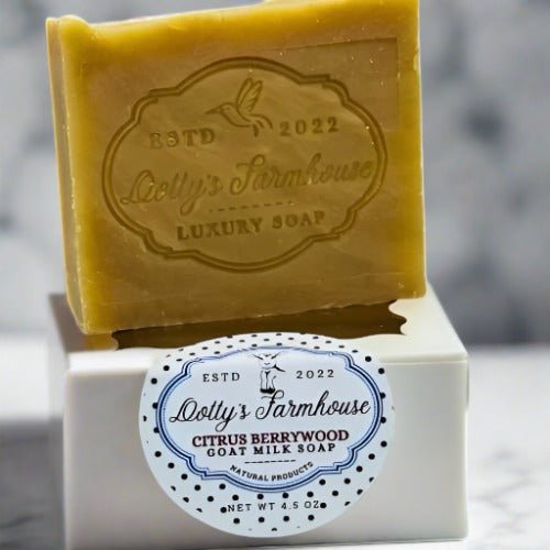 Citrus Berrywood Goat Milk Soap - Inviting Citrus & Sweet Berries with Earthy Depth (4.5 oz bar) - Dotty's Farmhouse