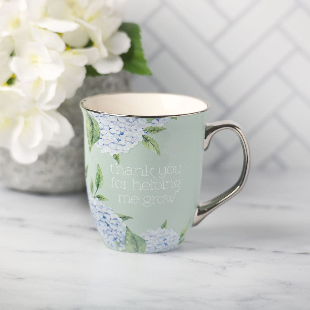 Coffee Mug - Thank You For Helping Me Grow - Hydrangea Blooms Ceramic Coffee/Tea Cup - Dotty's Farmhouse