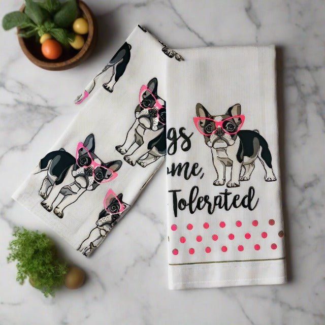 Dogs Welcome, Humans Tolerated - Puppy Dot Flour Sack Towel (Set of Two) - Dotty's Farmhouse