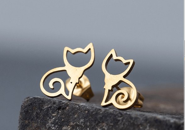 Earrings - Cat Sitting - Silver or Gold Plated - Dotty's Farmhouse