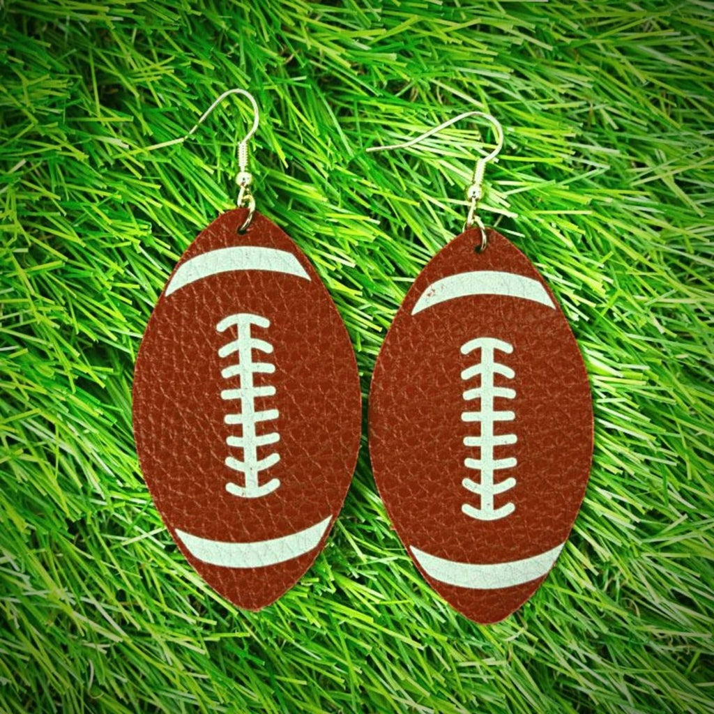 Earrings - Football Faux Leather Earrings - Dotty's Farmhouse