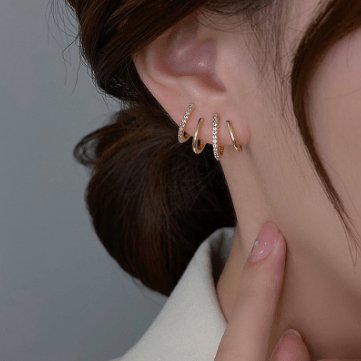 Earrings - Multiple Hoop Stud Earrings - Gold or Silver - Dotty's Farmhouse