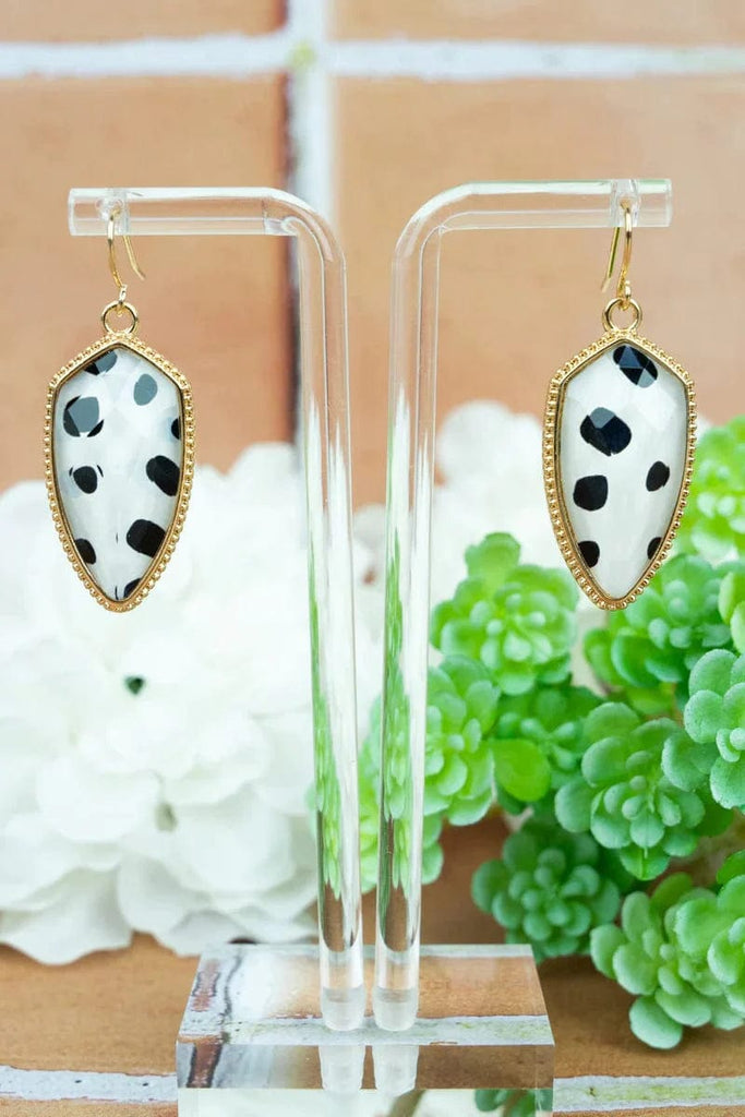 Earrings - Shimmering Petal Gold - Tone Earrings - Dalmation - Dotty's Farmhouse