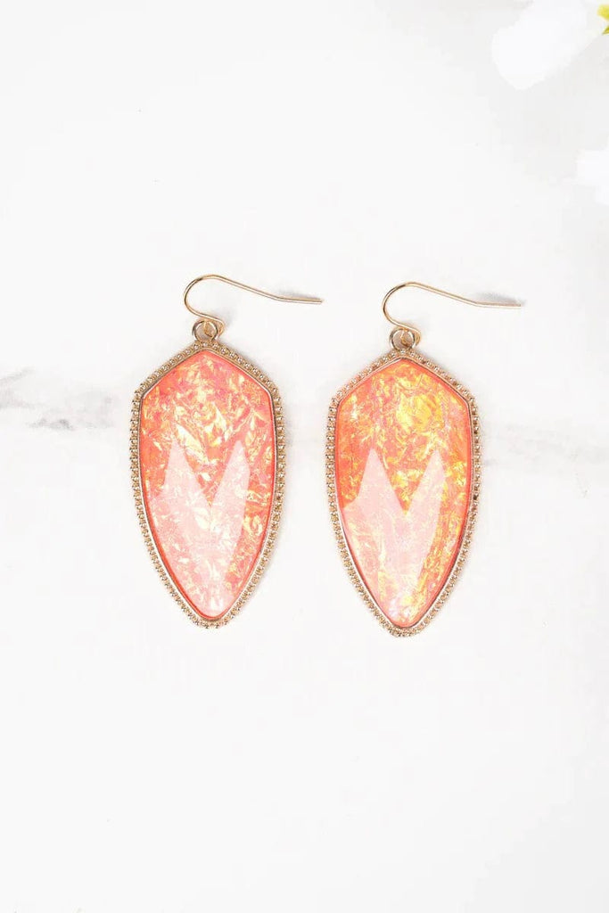 Earrings - Shimmering Petal Gold - Tone Earrings - Peach Opal - Dotty's Farmhouse
