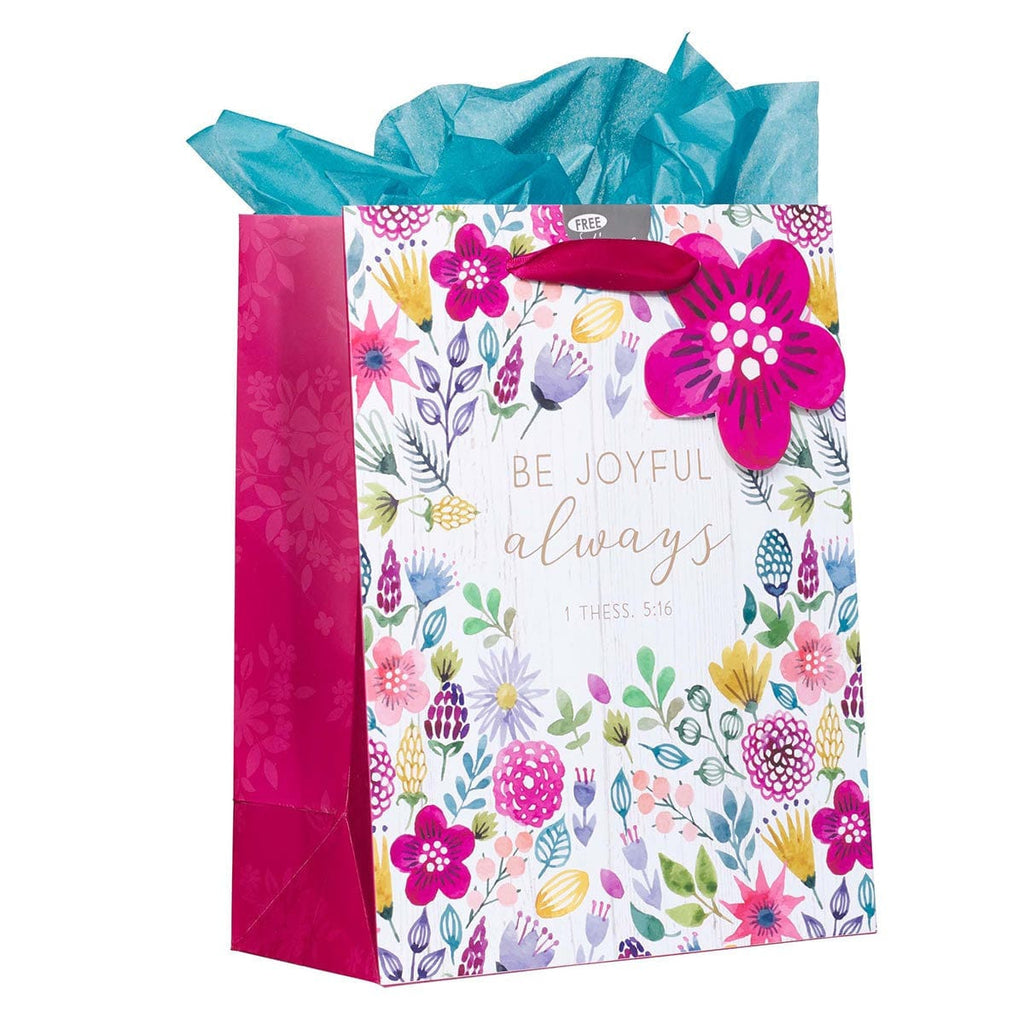 Gift Bag - Medium - Be Joyful Always - Multicolored - With Tissue Paper - Dotty's Farmhouse