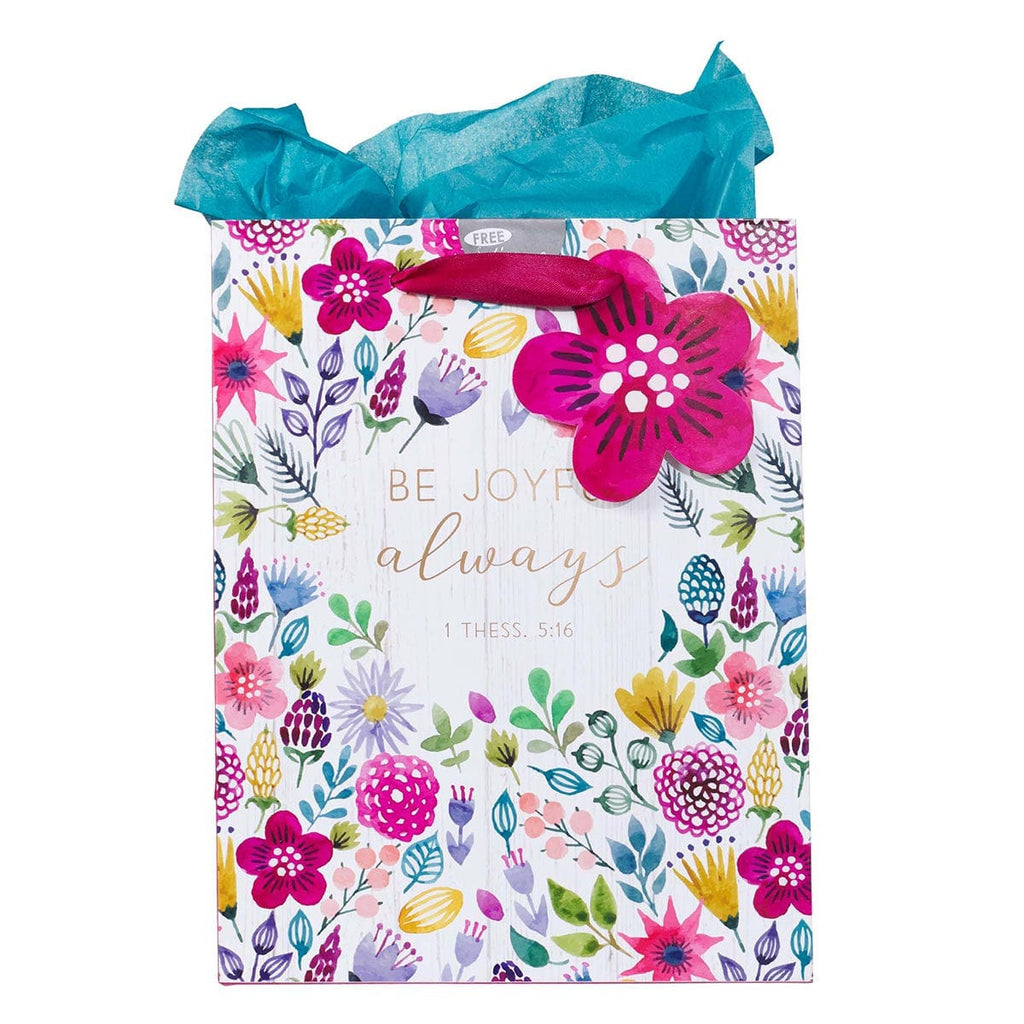 Gift Bag - Medium - Be Joyful Always - Multicolored - With Tissue Paper - Dotty's Farmhouse