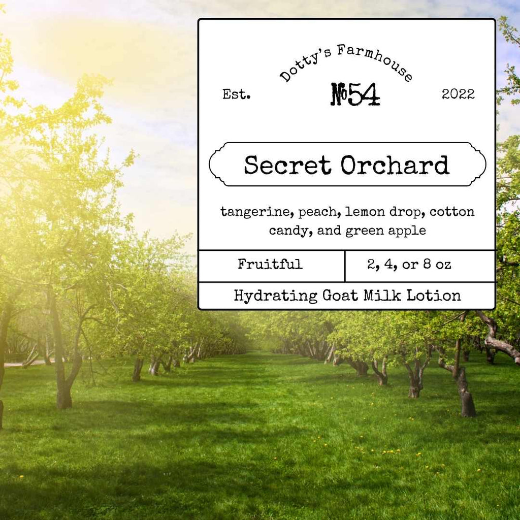 Goat Milk Lotion - No. 54 - Secret Orchard - Hydrating Moisturizer - Dotty's Farmhouse