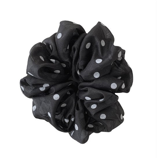 Hair tie - Dotty's Black & White\White & Black Polka Dot Print Chiffon Hair Band Scrunchie Ponytail - Dotty's Farmhouse