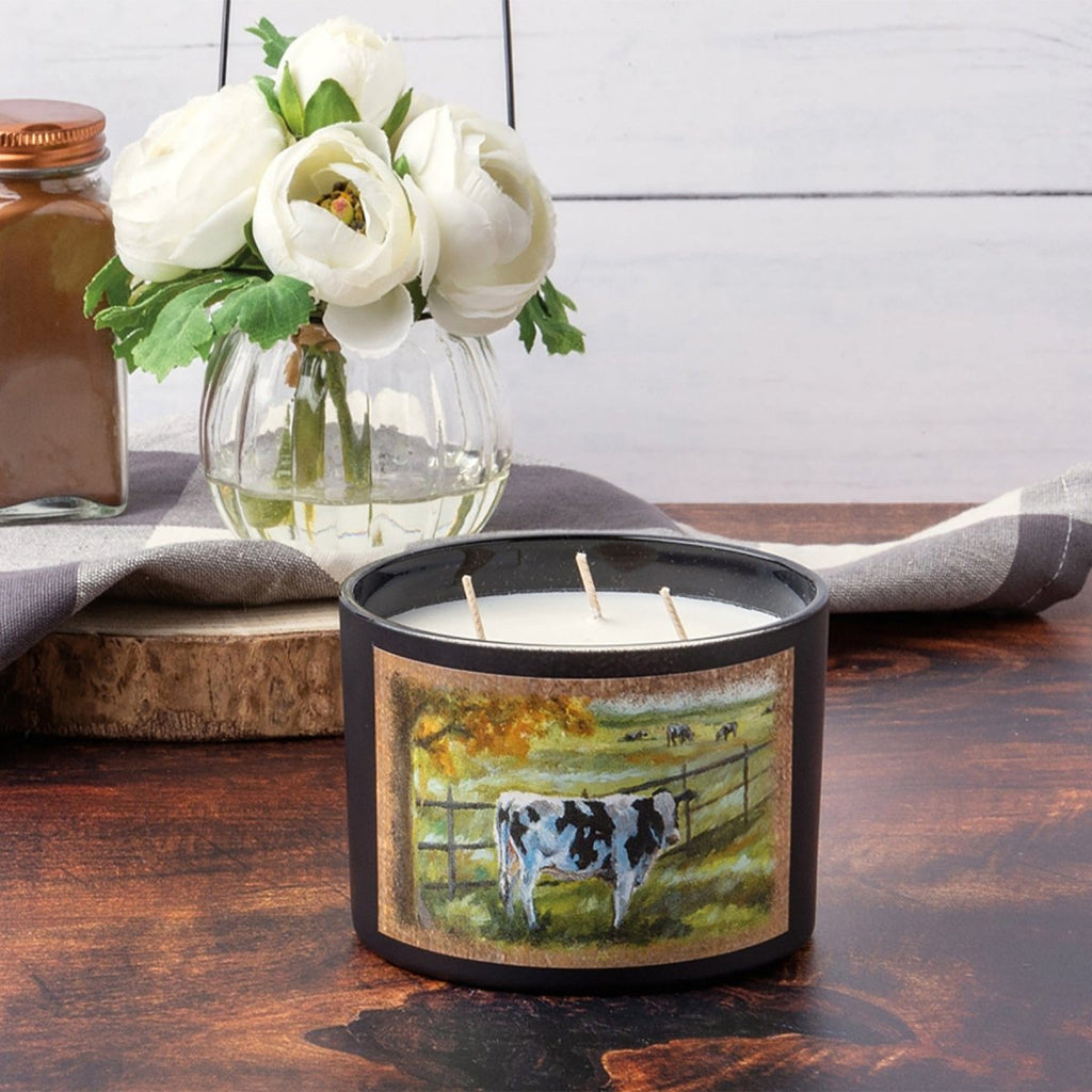 Jar Candle - Fall Cows - Autumn Leaves Scented Candle - Primitives by Kathy - Dotty's Farmhouse