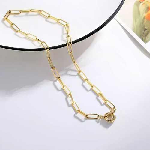 Necklace - 18K Gold Plated Paper Clip Clasp Necklace - Gold/White Gold - Dotty's Farmhouse