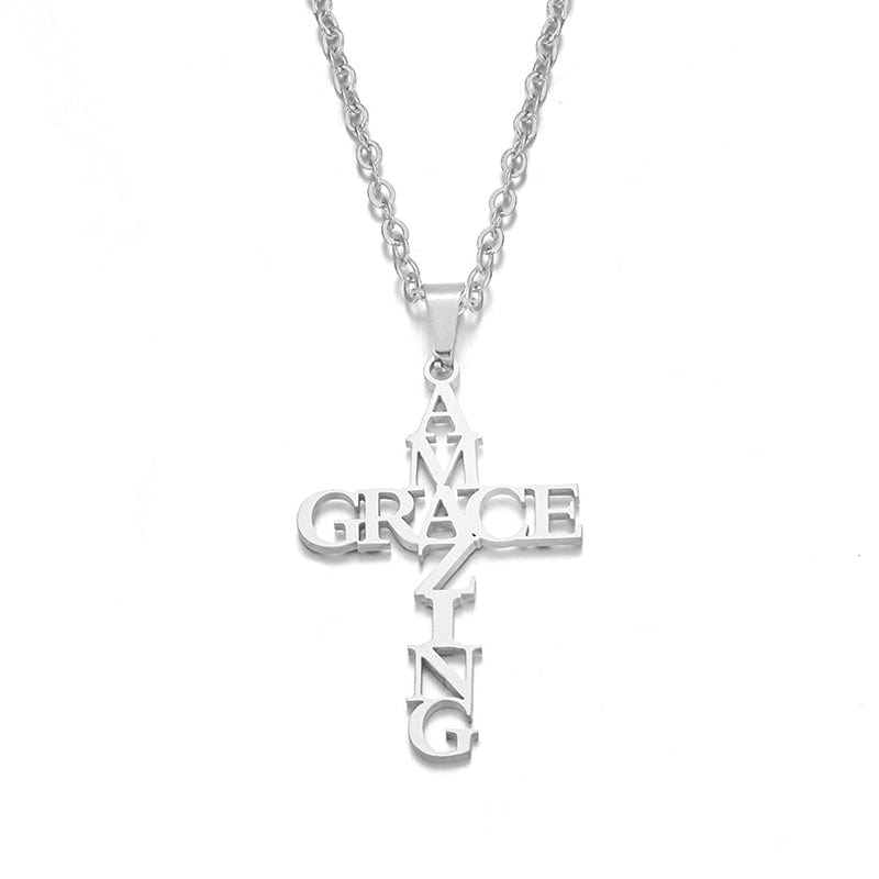 Necklace - Amazing Grace Pendant and Chain Necklace - Silver - Dotty's Farmhouse