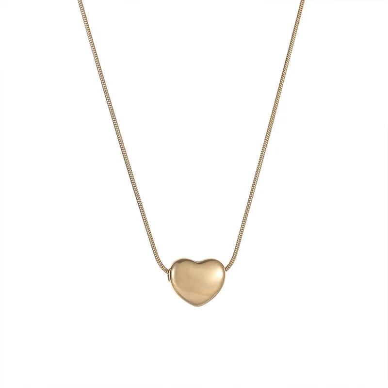 Necklace - Timeless Heart Pendant 14k Gold Plated Titanium Steel Necklace - Gold - Dotty's Farmhouse