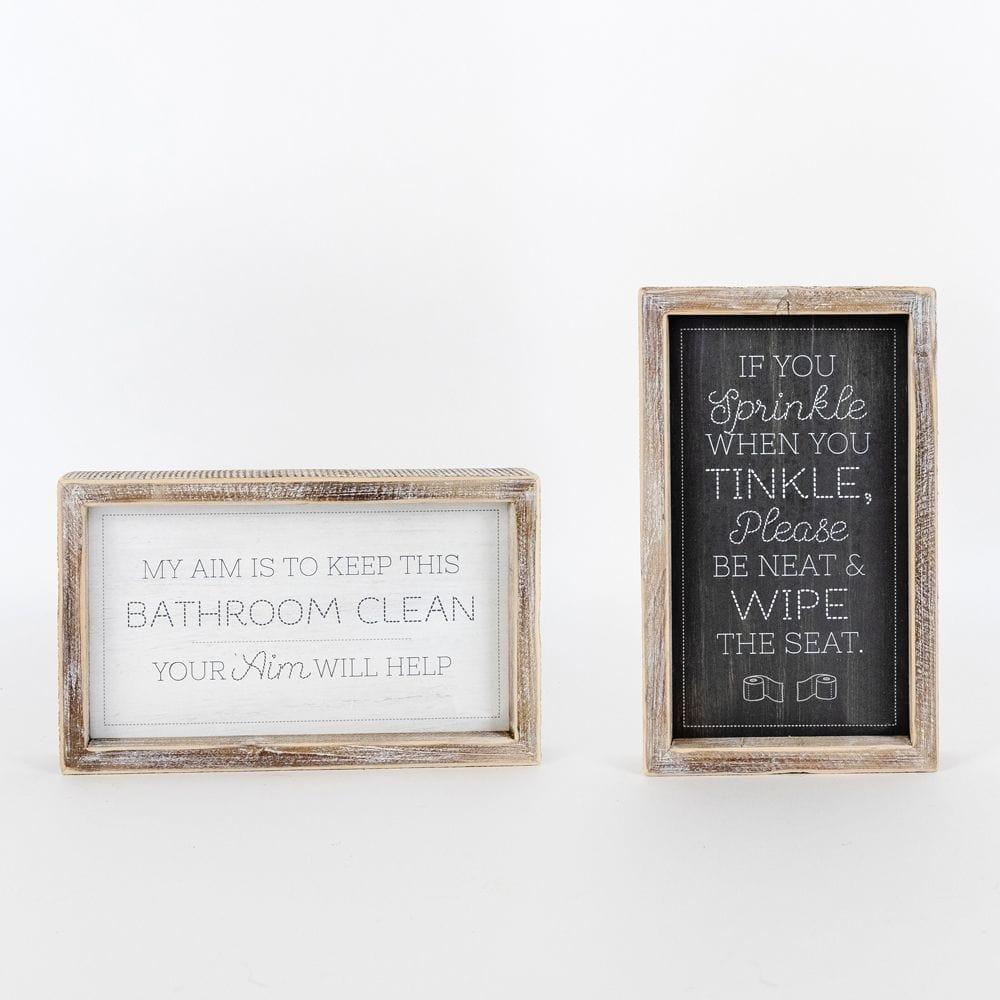 Reversible Bathroom Decor - AIM/SPRINKLE Wood Framed Decor - Adams & Co - Dotty's Farmhouse