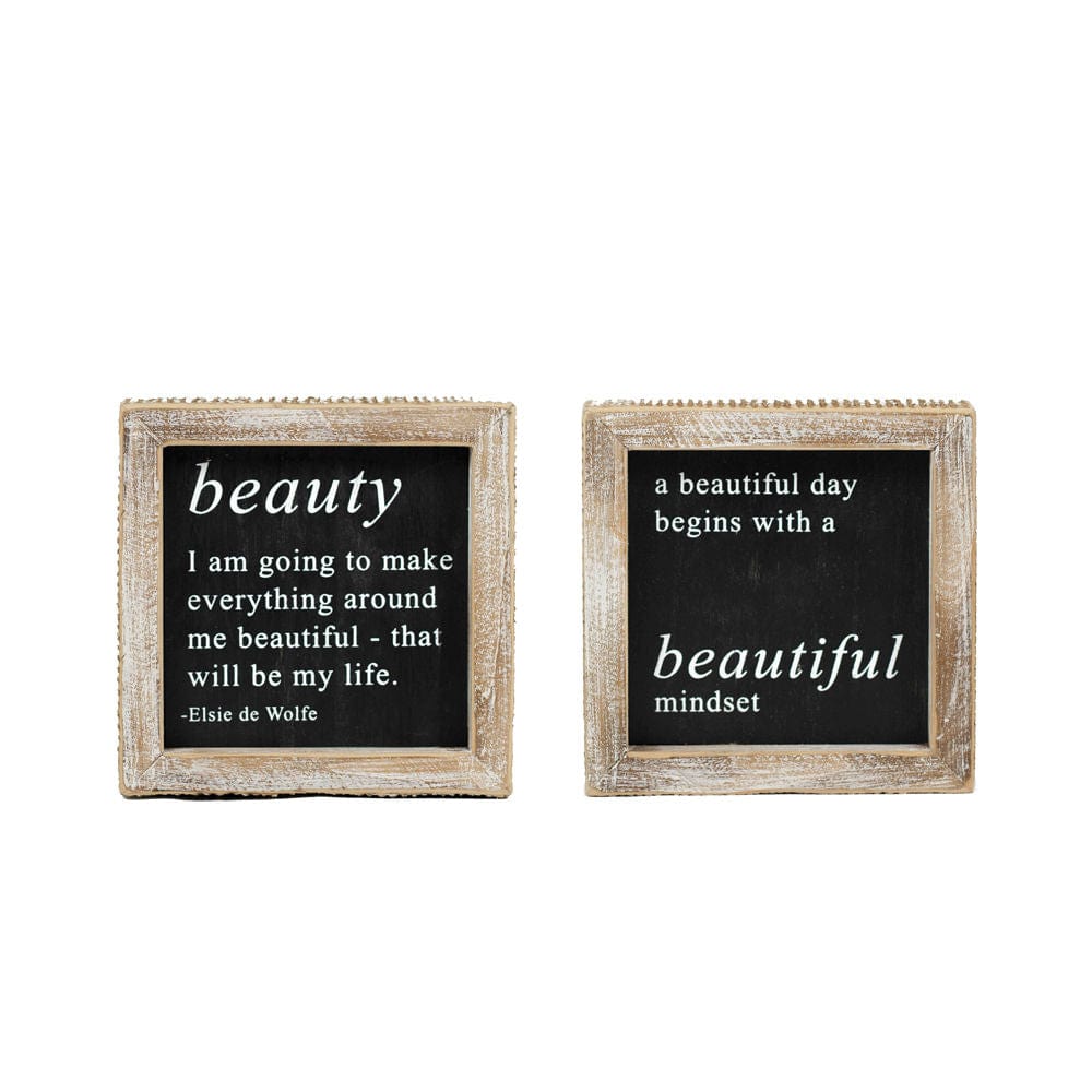 Reversible Beauty/Beautiful Two - Sided Wood Framed Decor - Adams & Co - Dotty's Farmhouse