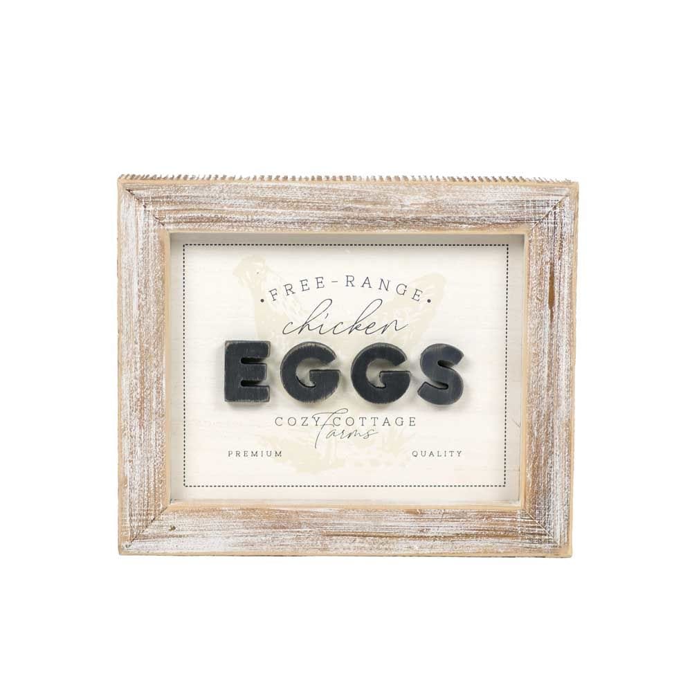 Reversible Chicken/Eggs Two - Sided Wood Framed Decor (Free Range Chicken Eggs Cozy...) - Adams & Co - Dotty's Farmhouse