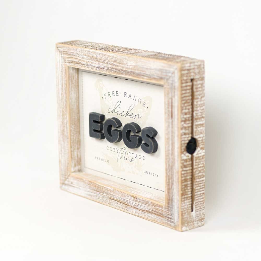 Reversible Chicken/Eggs Two - Sided Wood Framed Decor (Free Range Chicken Eggs Cozy...) - Adams & Co - Dotty's Farmhouse