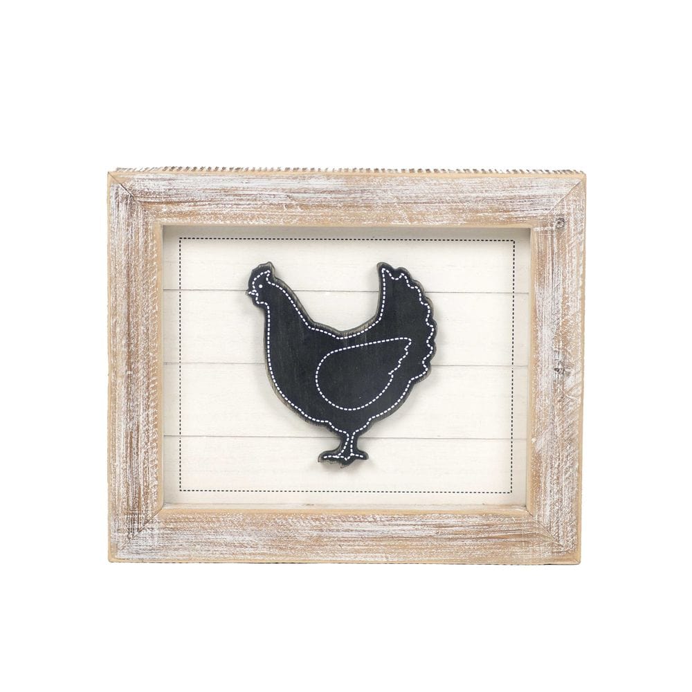 Reversible Chicken/Eggs Two - Sided Wood Framed Decor (Free Range Chicken Eggs Cozy...) - Adams & Co - Dotty's Farmhouse