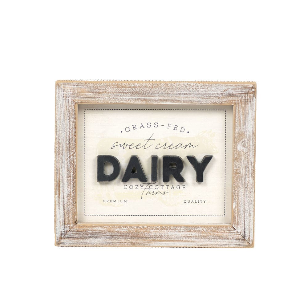 Reversible Cow/Dairy Two - Sided Wood Framed Decor (Grass - Fed Sweet Cream Dairy...) - Adams & Co - Dotty's Farmhouse