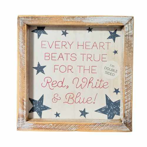 Reversible Lemon Drops/Red, White, & Blue Two - Sided Wood Framed Decor (Where Troubles Melt Like.../Every Heart Beats True...) - Adams & Co - Dotty's Farmhouse