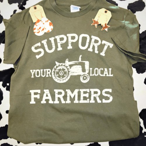 Support Your Local Farmers Short Sleeve T - Shirt - Olive - Dotty's Farmhouse
