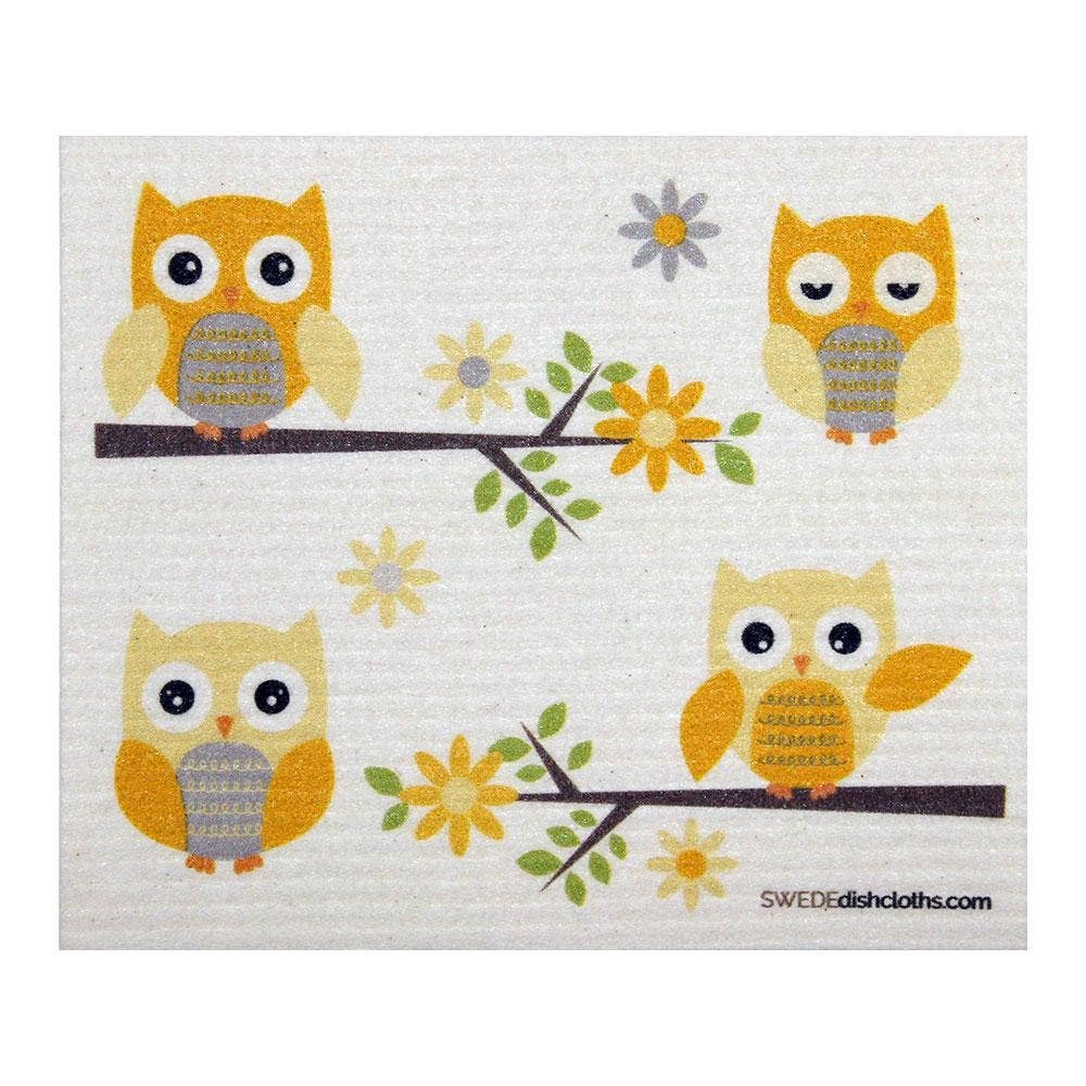 Swedish Dishcloth - Owls in Branches - SWEDEdishcloths - Dotty's Farmhouse