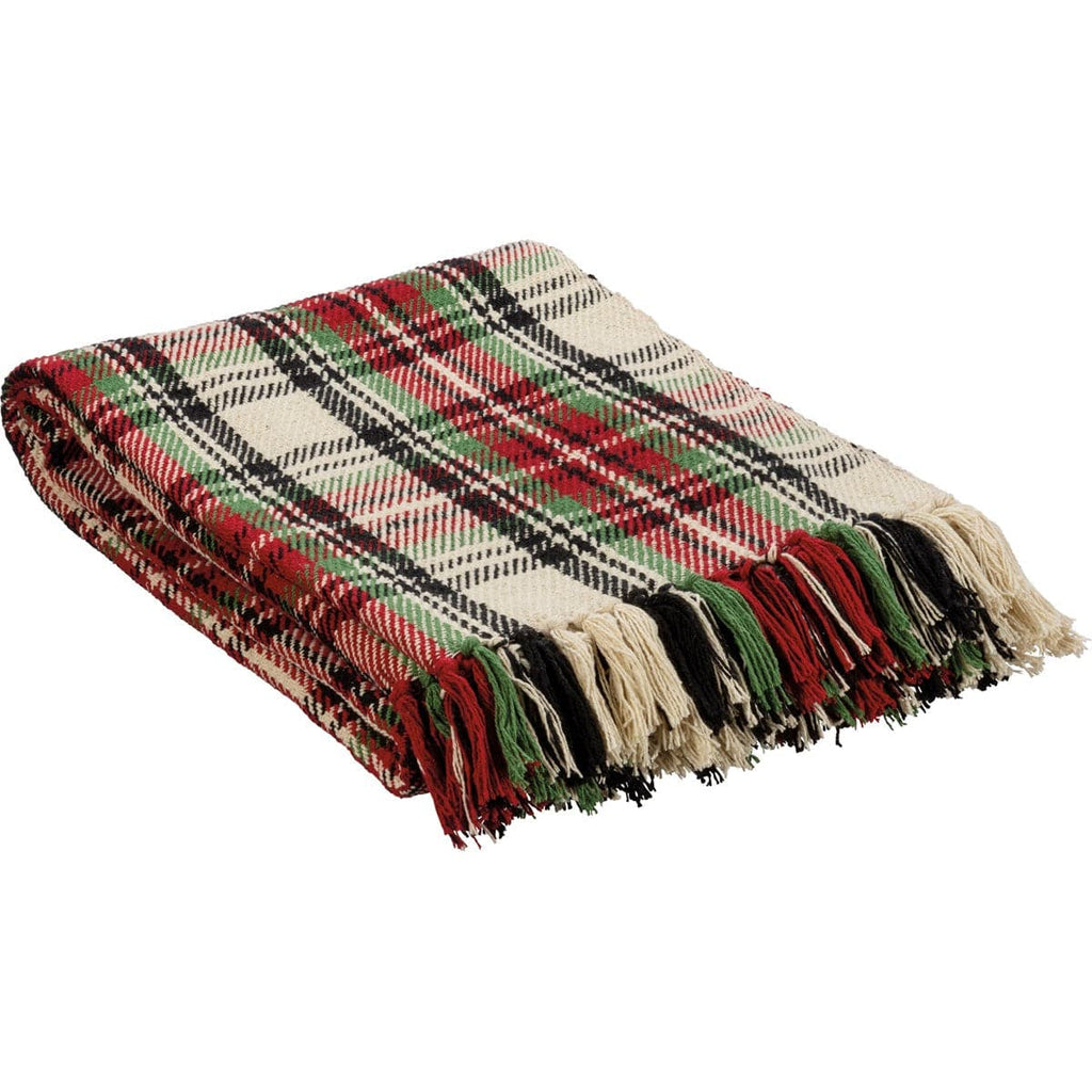 Throw - Classic Cream Plaid Throw Blanket - Primitives by Kathy - Dotty's Farmhouse