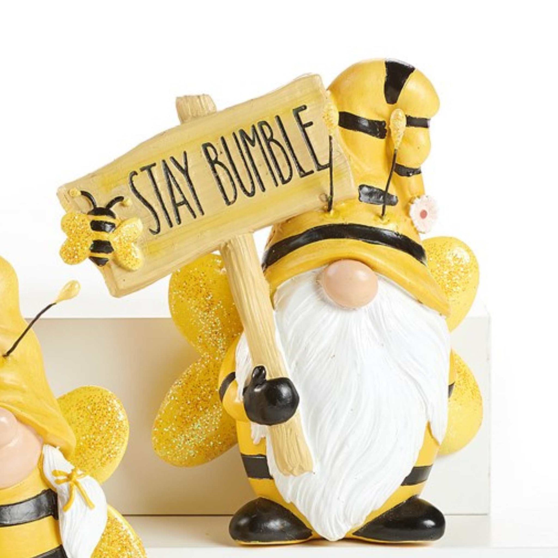 Figurines Bumble Bee Striped Gnome Honey Bee Home Bee Shelf Sitter Tiered  Tray Display Spring Coffee